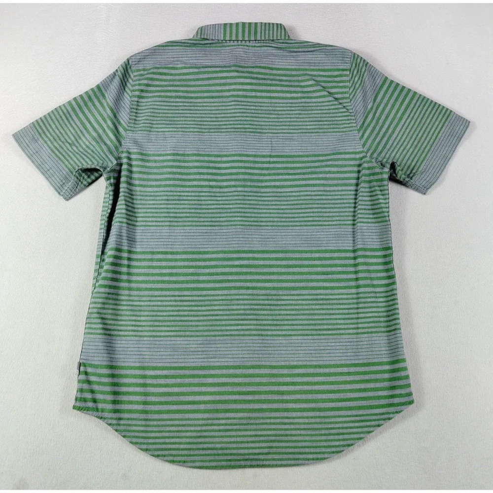 The North Face‎ Shirt Mens Large Green Stripe Short Sleeve Button Up Gorpcore